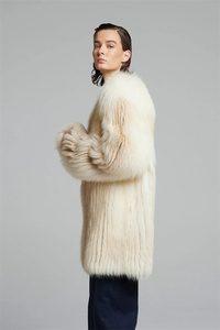 Moda calda vendita invernale soffice elegante pelliccia di volpe calda e calda pelliccia Beige morbida <span class=keywords><strong>cappotto</strong></span> di <span class=keywords><strong>visone</strong></span> di lusso personalizzato da donna - Product Image 2