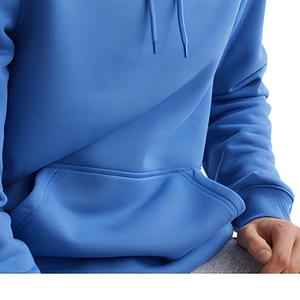 Sweat-shirt à capuche bleu pour homme, coupe classique, en molleton, logo personnalisé, streetwear décontracté - Product Image 4
