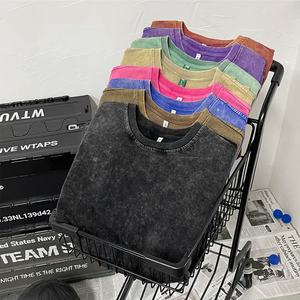 เสื้อยืดผู้ชายสไตล์วินเทจคุณภาพสูง ทรงโอเวอร์ไซส์ สตรีทแวร์ ผ้าฝ้าย 100% แบบเรโทร ไหล่ตก ถัก นุ่มสบาย เป็นมิตรกับสิ่งแวดล้อม - Product Image 5