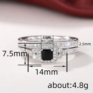 Set di Anelli Scintillanti a Due Pezzi per Coppie, Gioielli di Lusso per Matrimonio e Fidanzamento - Product Image 4