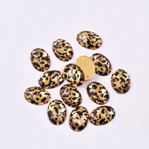 OLeeya Factory Wholesale Cheap Price Round Leopard Acrylic Sew On Rhinestone Sewing Rhinestones For Wedding Dress And Bag