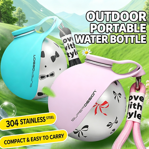 Stainless Steel <b>Dog</b> Water <b>Bottle</b> - Foldable Portable Outdoor Pet <b>Drinking</b> Bowl - Product Image 5