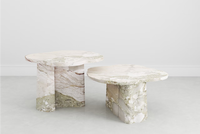 Ensemble de tables basses gigognes en marbre en forme de nuage irrégulier, table centrale en pierre naturelle pour salon et décoration intérieure
