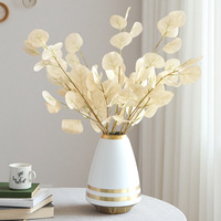 Daun Eucalyptus Berbiji 4 Cabang Warna Musim Gugur Berkualitas Tinggi dengan Batang Berbiji untuk Dekorasi Pernikahan, Centerpiece, dan Dekorasi Rumah