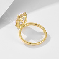 Bague Tennis en Argent Sterling 925 Plaqué Or pour Femme, Classique, Anneau d'Éternité, Ovale 3*5 CZ, Plaqué Or Fin, Cadeau de Mariage et Fiançailles