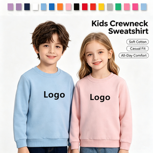 Sweat-shirt en coton personnalisé avec logo, col rond, manches longues, couleur unie, décontracté pour enfants, <span class=keywords><strong>pull</strong></span> pour enfants - Product Image 1