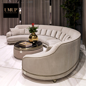 现代奢华天鹅绒7座客厅沙发套装半月圆弧形组合布艺酒店家具 - Product Image 4