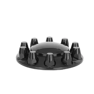 Black ABS Chrome Standard Dome Front Axle Cover Kit Hubcap 33mm Thread On Lug Nut Covers For Semi Trucks