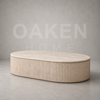 Table basse ovale de luxe OAKEN, série blanche, pour salon, design personnalisé, grande taille, pour villa, hôtel, mobilier de maison sur mesure