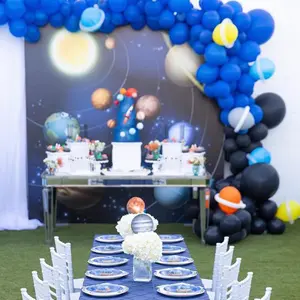 New Space Planet Kindertag Party Set Papier Banner Garland Cake Topper Ballon Abbaubare Dekoration