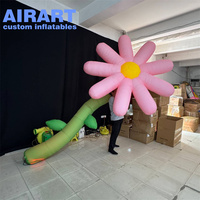 Grande Fleur Gonflable Rose Suspendue, Fleur Gonflable Personnalisée avec Longues Racines de Vigne pour Activités Commerciales