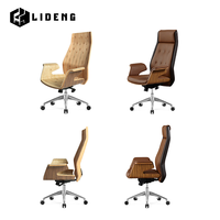 Chaise de bureau moderne LIDENG XX-18, chaise de patron contemporaine en bois d'eucalyptus courbé, décoration double face, réglable, première classe