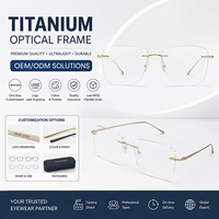 Monture rectangulaire de luxe sans monture avec temple en titane Lunettes optiques Lunettes optiques pour hommes d'affaires