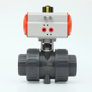 Vannes à boisseau sphérique pneumatiques en PVC DN40 à port en T, résistantes à la corrosion, pour eau, gaz et produits chimiques, modèle SQ611S, OEM, garantie 1 an, marque YNTO - Product Image 1