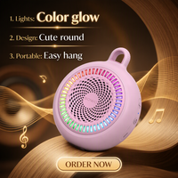 Haut-parleur de douche sans fil, étanche, portable, à clipser, avec lumière LED colorée pour salle de bain, voyage, plage