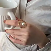 Hovanci Nieuwe Collectie Elegant Wedding Barokke Parel Ringen Real Vergulde Pearl Ring Vrouwen Vinger Sieraden