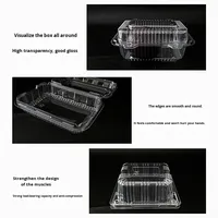 Boîte de rangement pour aliments en plastique PET transparent jetable avec charnière pour collations, emballages alimentaires, Chuanhe HB7028, épaisseur 0,4 mm
