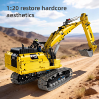 STOCK 57023 MOC Technical RC 1:20 Excavadora de orugas con todas las funciones, bloques de construcción de plástico ABS, juguetes unisex, regalo de Navidad