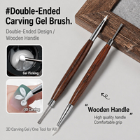 Pinceau à gel multifonctionnel pour ongles, manche en bois de santal, double tête, outil d'art des ongles pour le gel et la sculpture 3D