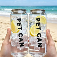 Bocaux et pots en plastique PET CarryCheers personnalisables avec logo, avec couvercle à clapet, impression UV/sérigraphie pour jus, sodas et usage à emporter