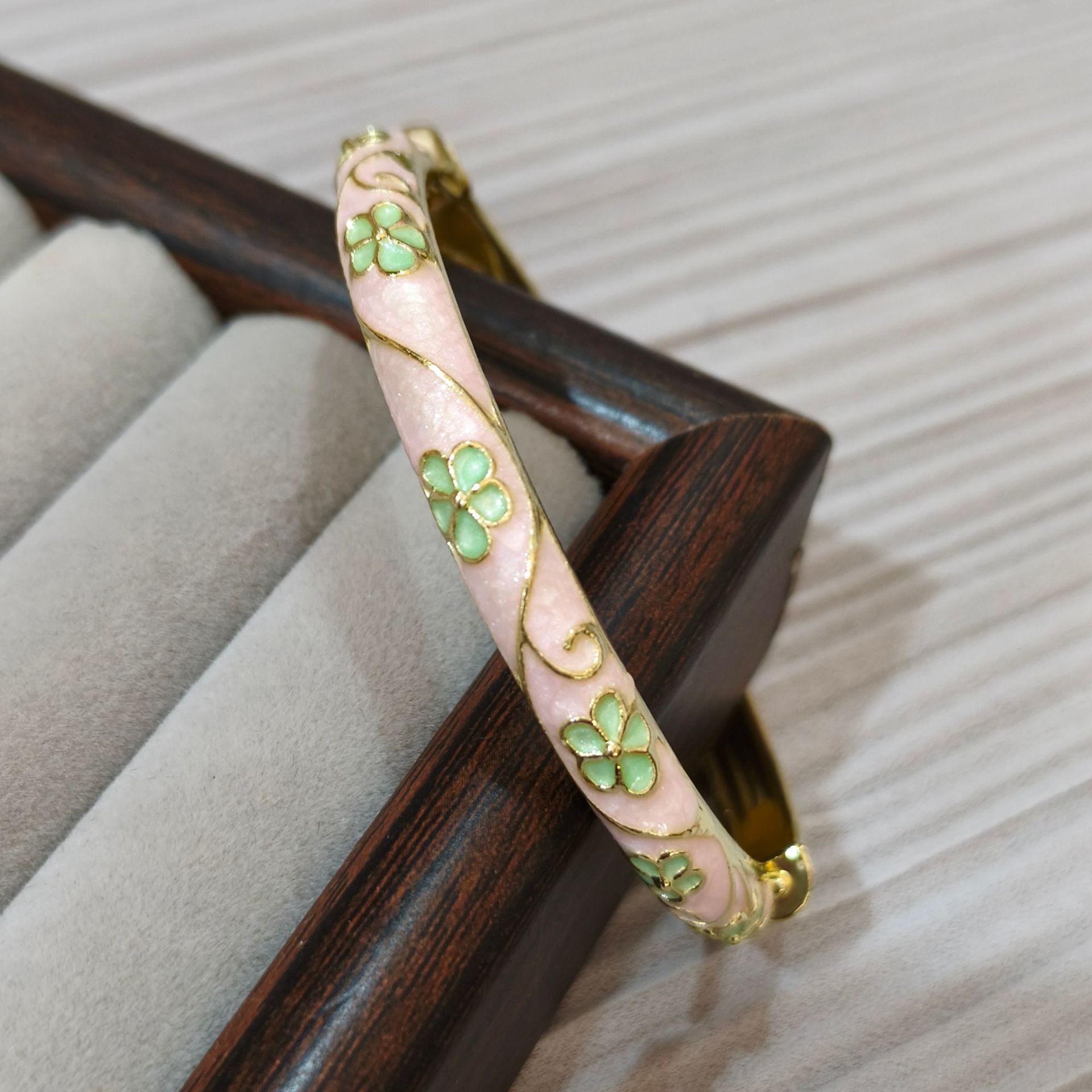 Pink with green flowers