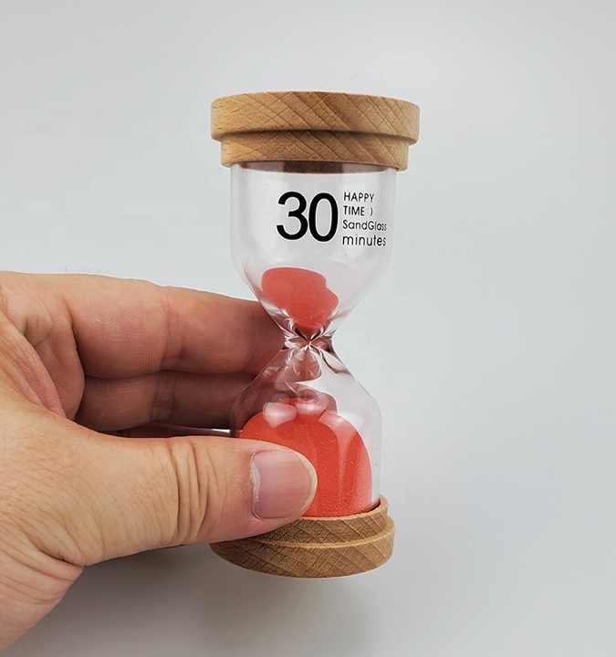 6pcs Pack Set of Wood Cover Sand Timer 1 3 5 10 15 20 30 Minutes for Kids Time Management