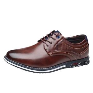 Nouvelles chaussures pour hommes, chaussures en cuir décontractées à lacets, chaussures habillées formelles, semelle souple, semelle épaisse antidérapante, chaussures polyvalentes - Product Image 1