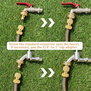 Conector de Manguera de Jardín de Aluminio de Doble Tamaño, Adaptador de Grifo de 3/4 a 1 Pulgada, Conexión Rápida Hembra para Grifo - Product Image 6