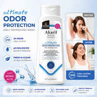 Akaril Gel Nettoyant Rafraîchissant 400ml pour Femme Après l'Entraînement, Voyage, Usage Quotidien, Contrôle des Odeurs, pH Équilibré, Parfum Frais Doux Toute la Journée