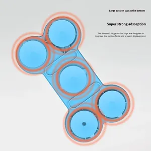Tapis de léchage et gamelle en silicone moderne en forme d'os pour animaux de compagnie, distributeur de nourriture lente pour chien avec ventouse - 6 compartiments consécutifs - Product Image 5