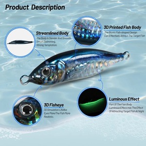 Leurre de pêche rapide en métal 3D lumineux, simulation réaliste, 30g 40g 60g 80g, pour la pêche en eau salée - Product Image 3