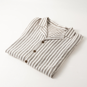 <span class=keywords><strong>Pigiama</strong></span> da <span class=keywords><strong>Uomo</strong></span> in Misto Lino a Righe Personalizzato, Set con <span class=keywords><strong>Camicia</strong></span> a Maniche Lunghe e Pantaloni Lunghi per Adulti - Product Image 3