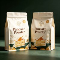 Sachet personnalisé imprimé pour farine à gâteau, fond plat, emballage pour poudre à crêpes, scellable à chaud, avec fermeture éclair, pochette en plastique pour mélange de farine