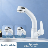 Robinet de lavabo moderne à monter sur comptoir, mitigeur monocommande avec douchette extractible, finition chromée, cartouche céramique, acier inoxydable, bec orientable à 360°