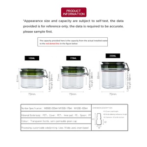 Pot en plastique transparent vide de 120ml 170ml 220ml, pyramide hermétique en PET, pot à l'intérieur pour le bain pour le sel et la boue d'argile de table - Product Image 6
