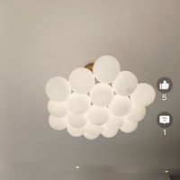 Lustre créatif à LED réglable en hauteur, boule à bulles, en fer forgé crème, avec télécommande, pour chambre à coucher