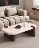 Table basse rectangulaire en bois de pin massif, design minimaliste peint avec espace de rangement, meubles de salon