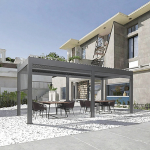 Pergola Manuelle Écologique 3x4 3x5 3x6 4x6 Imperméable pour Jardin/Terrasse, Cadre Thermolaqué, Design Naturel pour Patio Arrière - Product Image 3