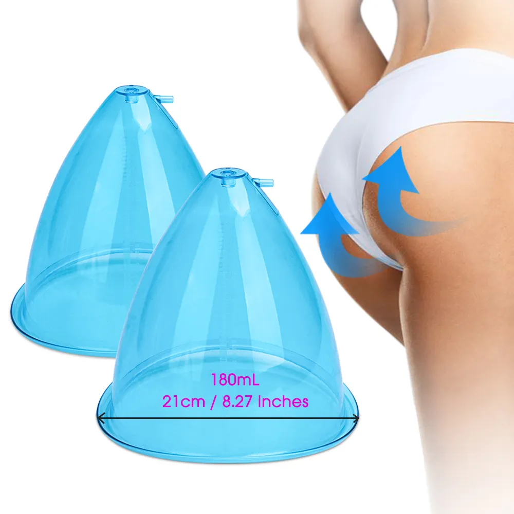 2021 180ml 21cm extra large Size Plastic Big Buttock Lift Cups for vacuum therapy machine 21 CM XXL size Blue cups