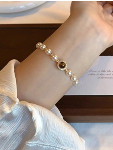 925 Sterling Silver Pearl and Tiger Eye Stone <b>Bracelet</b> for Women High End <b>Bracelet</b> with a Stylish and Elegant Design - Product Image 3