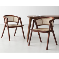 Chaise de salle à manger en bois massif de style nordique, chaise en rotin rétro pour la maison, chaises en bois pour restaurant