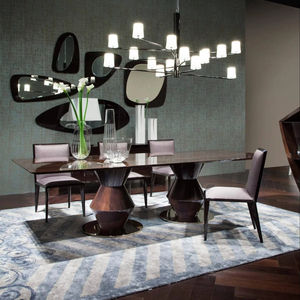 Hiện Đại Mộc mạc cửa hàng Nâu nối dài bàn ăn hình chữ nhật gỗ sồi với kim loại trung tâm có thể gập lại cho phòng khách sử dụng - Product Image 6