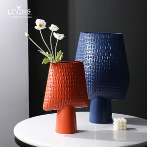 Hot Sales Nordic Antique Morandi Art Ceramic & Porcelain Vase Handmade Large Flower Vase Set Home Decor Vases