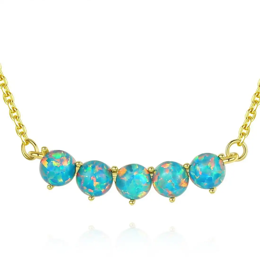 Оукси красивый круглый Опаловый камень 925 из стерлингового серебра позолоченный колье ожерелье модный подарок ювелирные изделия для женщин Y10672