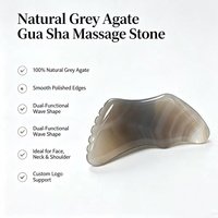 Gua Sha en Agate Grise Naturelle pour Massage Facial et Lifting – Outil de Beauté