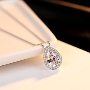 Collier pendentif en forme de goutte d'eau en argent sterling S925 avec diamant blanc pour femme, idéal pour les soirées (peut également être fabriqué en cuivre) - Product Image 6