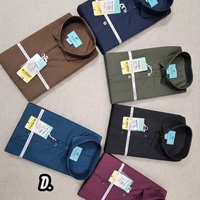 Kemeja Katun Twill dengan Pola Garis Vertikal Multiwarna Lengan Panjang Kancing Depan Trendi Kasual Elegan Pakaian Pria