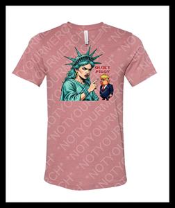 Camiseta Gráfica Quiet Piggy Liberty Edition, Unisex, Cuello Redondo, Manga Corta, Impresión Digital, Ropa Promocional para Adultos - Product Image 2