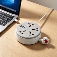 Multiprise universelle compatible mondial avec câble PP ignifuge de 2,8 m, 4/5 prises CA, sécurité enfant, pour l'exportation