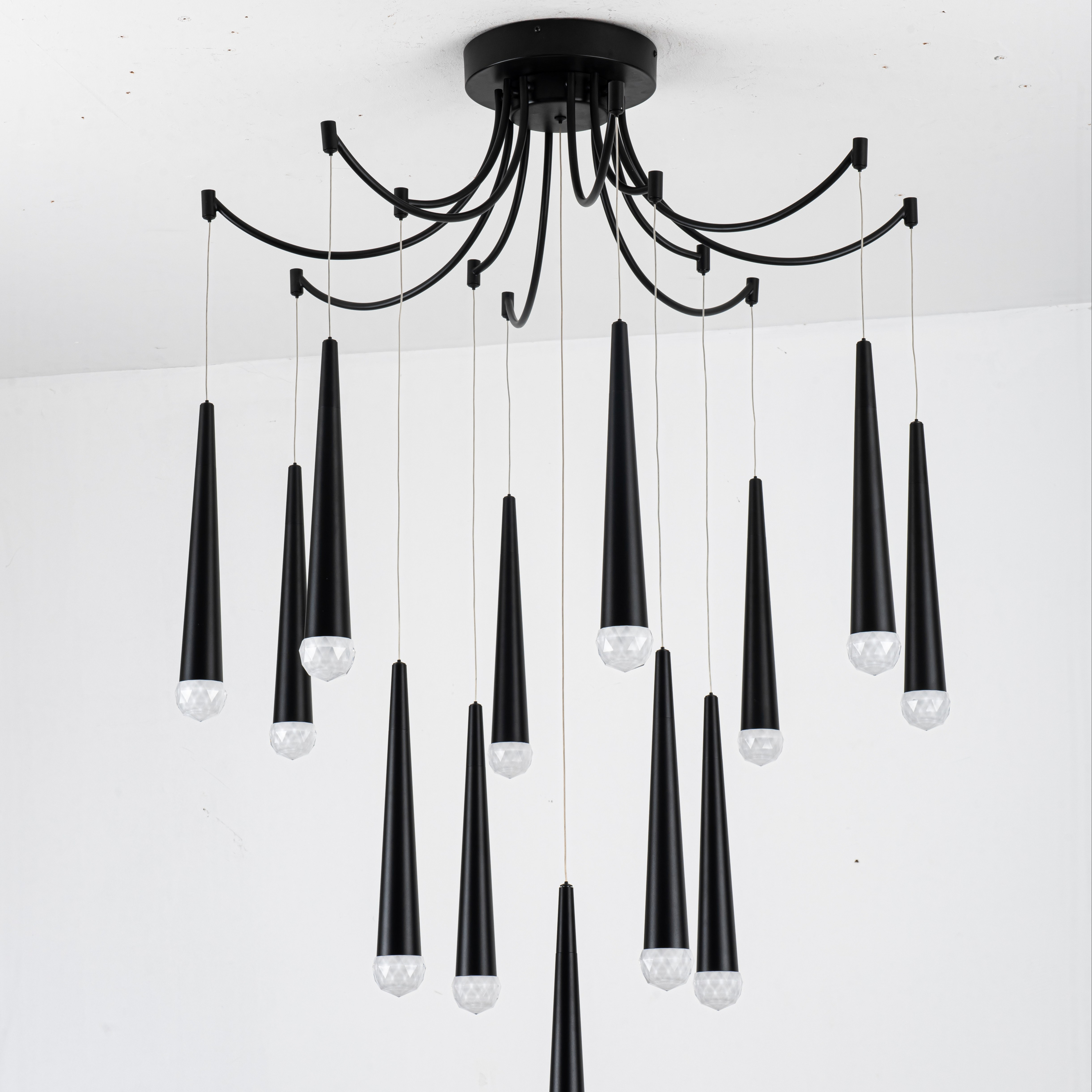 Modern Black LED Pendant Light with Remote Control - 65W, 4100K/6000K